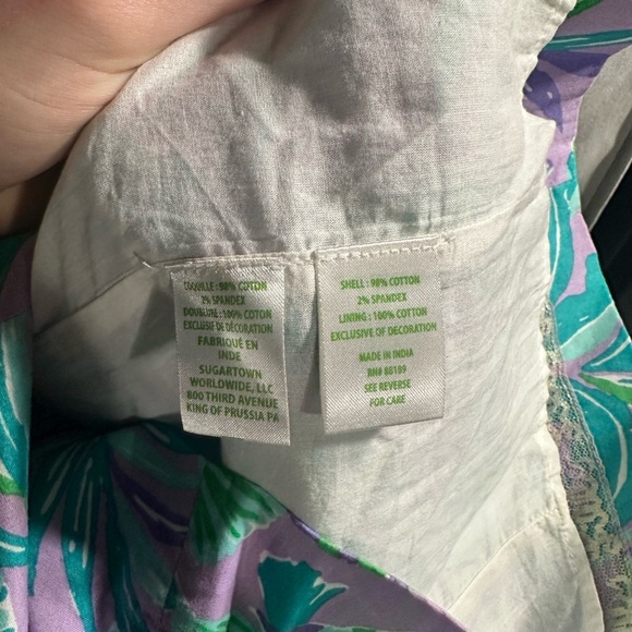 Lilly Pulitzer Lettie Short Sleeve Dress Purple Iris Green Size 2 Baby Doll - Picture 6 of 8